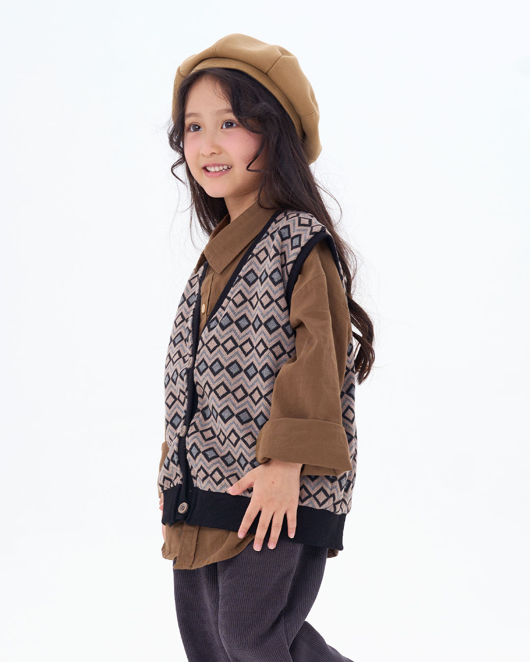 JOPI Kids' Vintage Style Geometric Pattern Sweater Vest 2y-8y